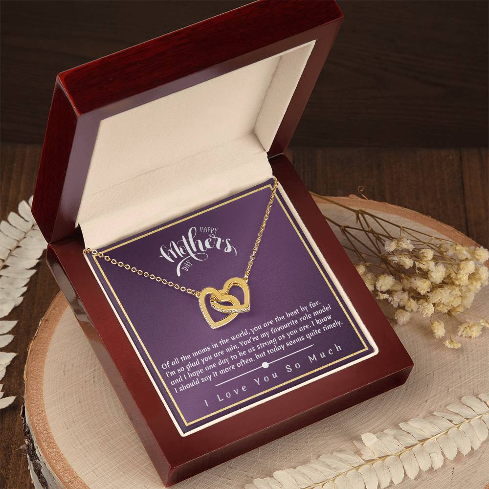 Mother'S Day - I'M So Glad You Are Min Interlocking Hearts Necklace