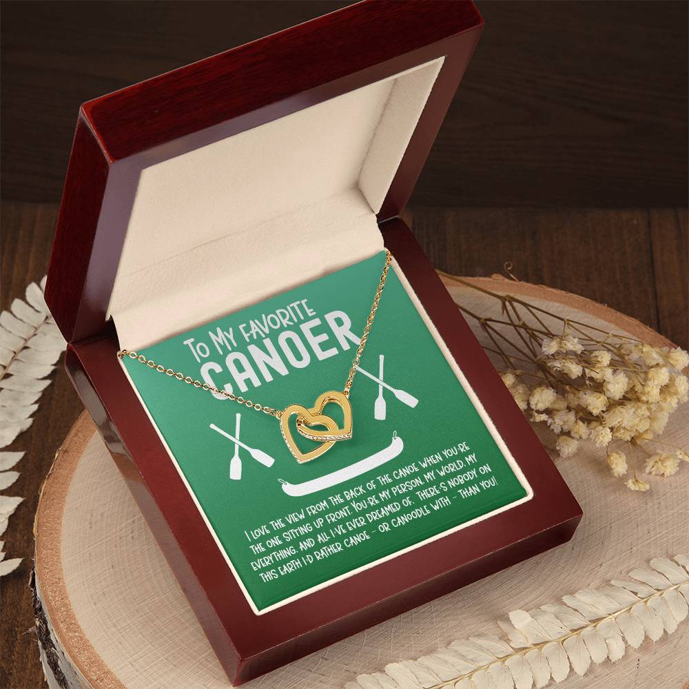 To My Favorite Canoer - Perfect Gift For Outdoors Woman - Interlocking Hearts Interlocking Hearts Necklace