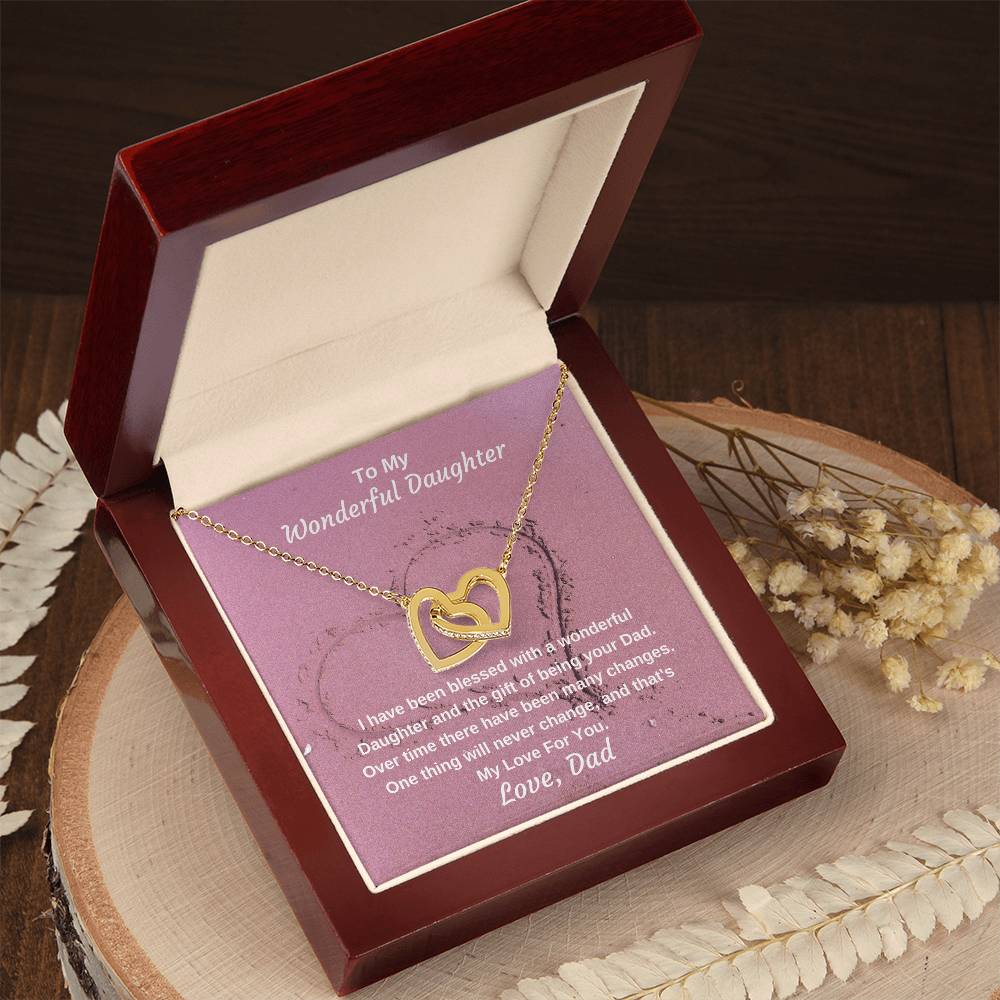 To My Wonderful Daughter Gift Of Being Your Dad Personalized Necklace Gift Interlocking Hearts Necklace