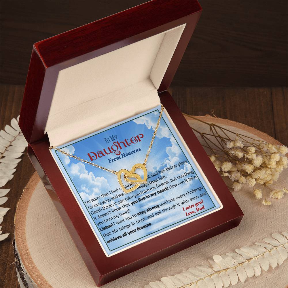 Dad Remembrance Necklace For Daughter - Dad Memorial Gift Interlocking Hearts Necklace