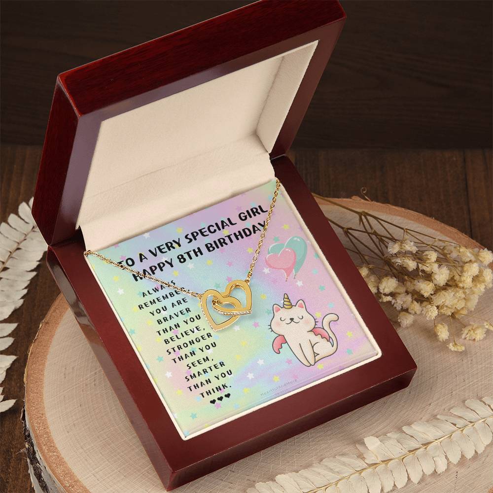 8Th Birthday Gift 8Th Birthday Necklace Gift Happy 8Th Birthday Gift Gift For 8 Year Birthday Girl Interlocking Hearts Necklace