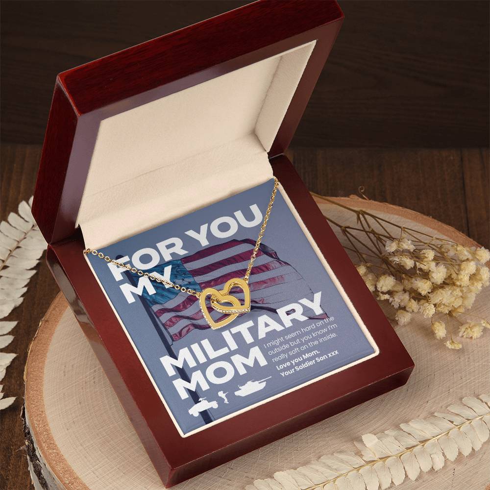 Soldier Son To Mom Double Heart Necklace Made In 🇺🇸 Interlocking Hearts Necklace