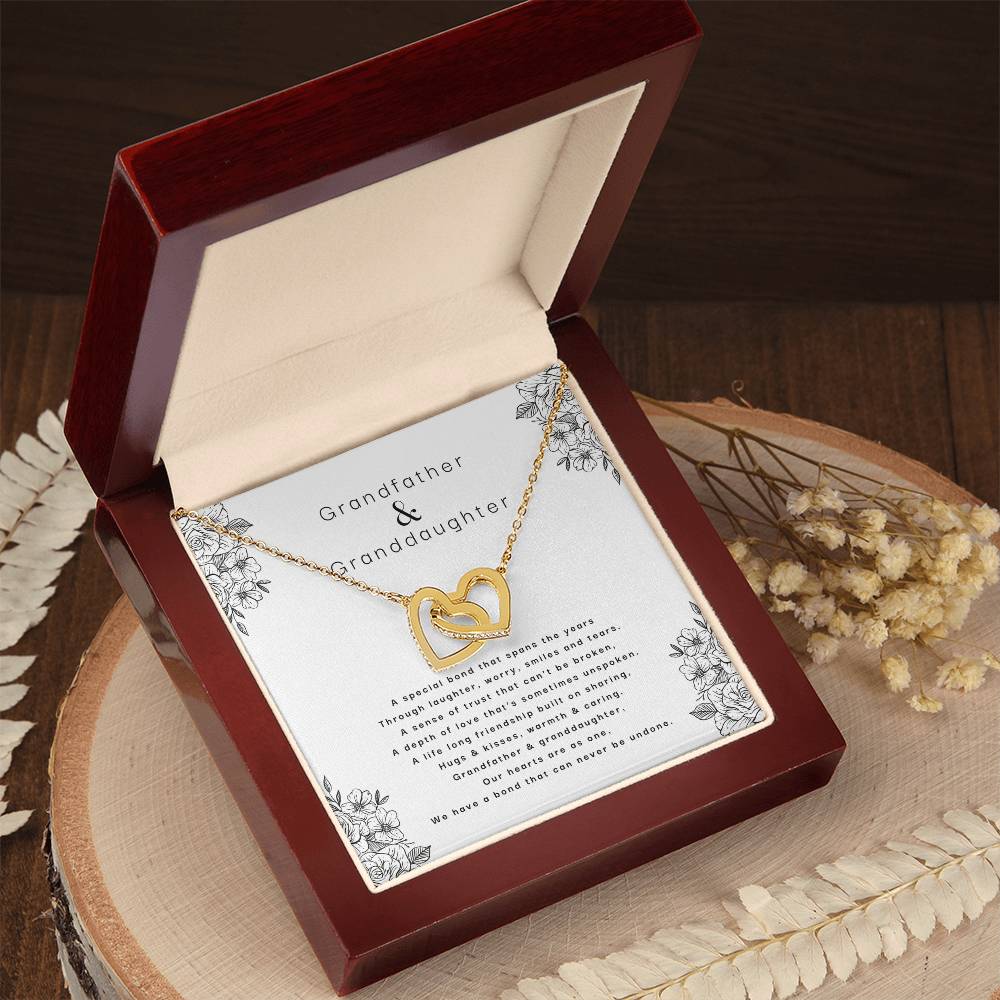 Grandfather & Granddaughter - An Unbreakable Bond Necklace Interlocking Hearts Necklace