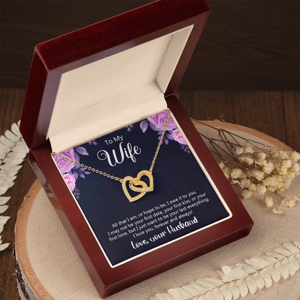 To My Wife - I Love You Forever Interlocking Hearts Necklace