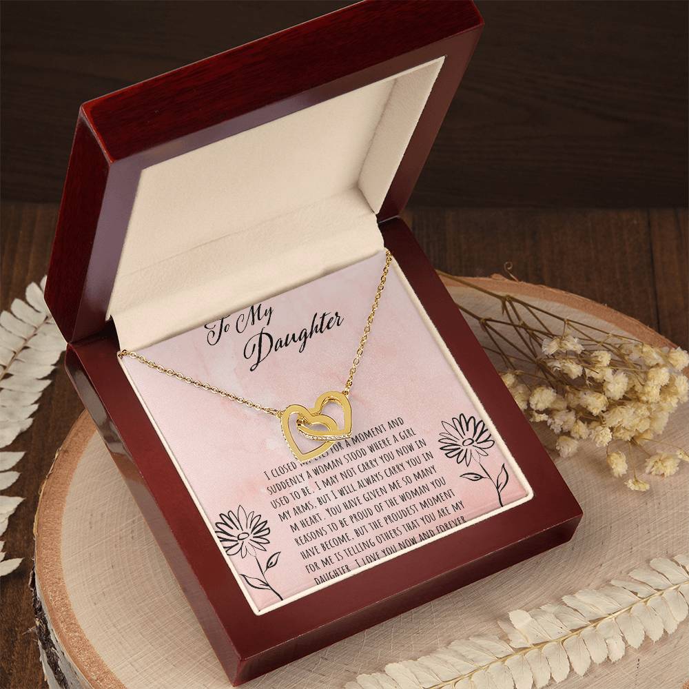 To My Daughter I Close My Eyes For A Moment Interlocking Hearts Necklace