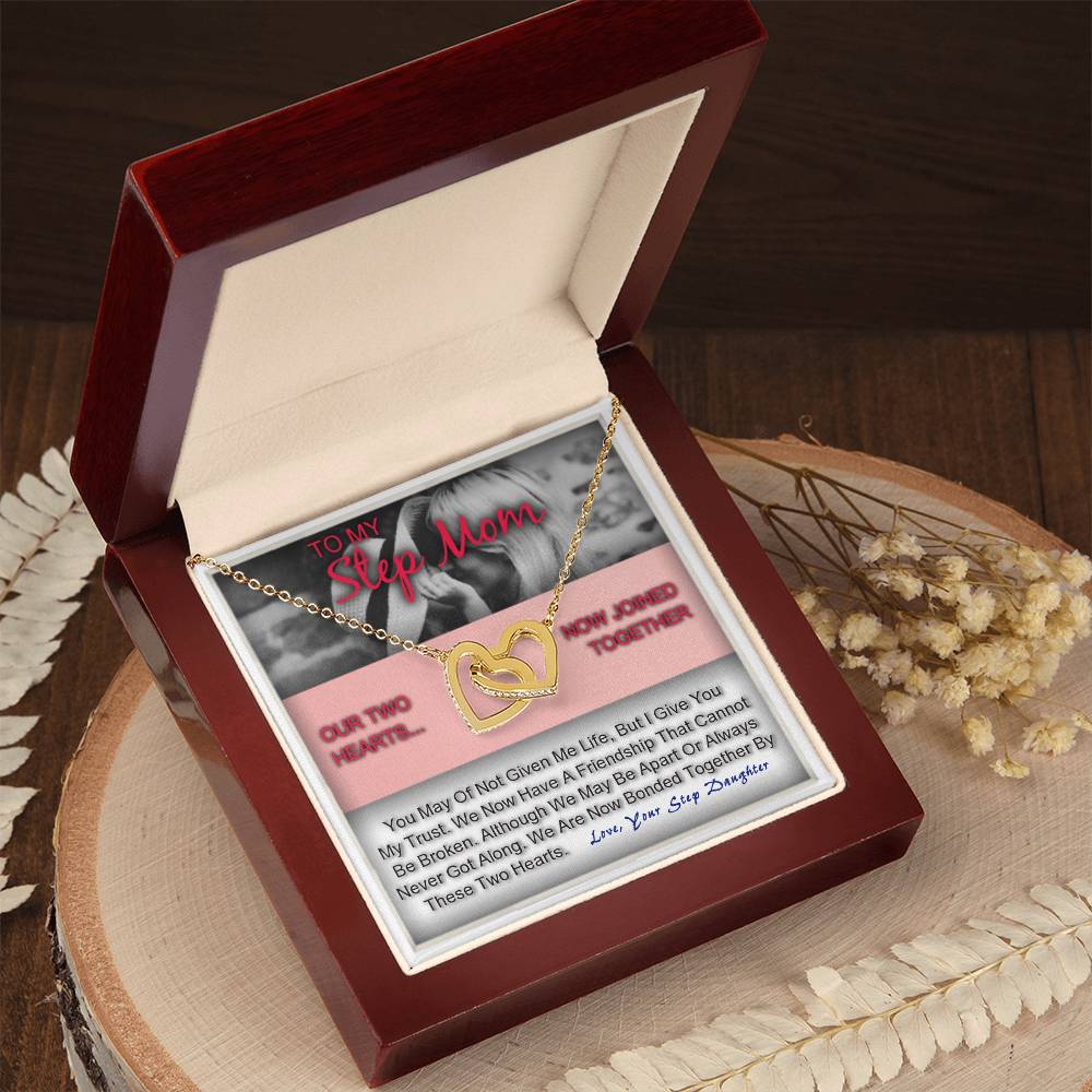 Step Mom Gift For Her To My Bonus Mother Heart Necklace Interlocking Hearts Necklace