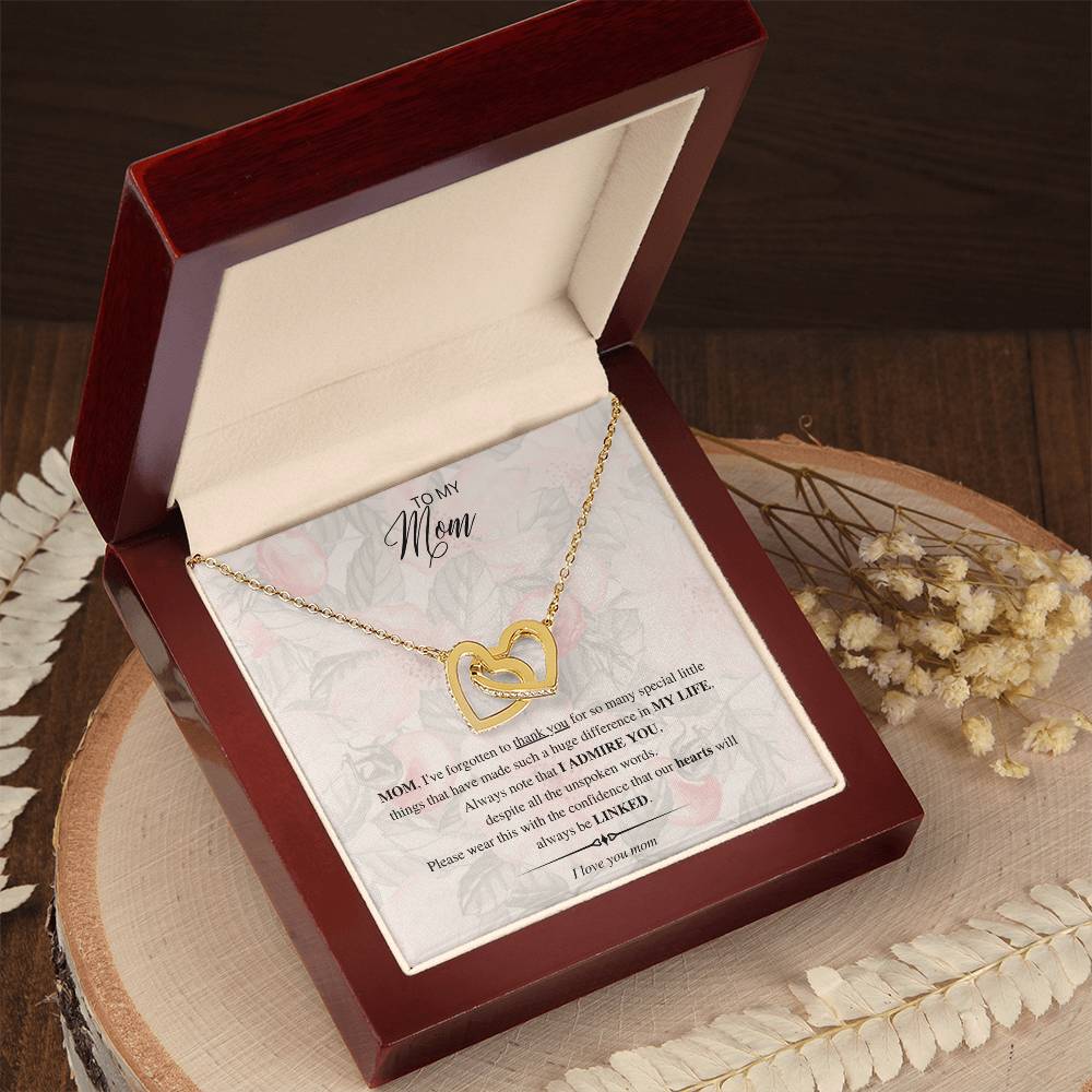 To My Mom - Linked Hearts Interlocking Hearts Necklace