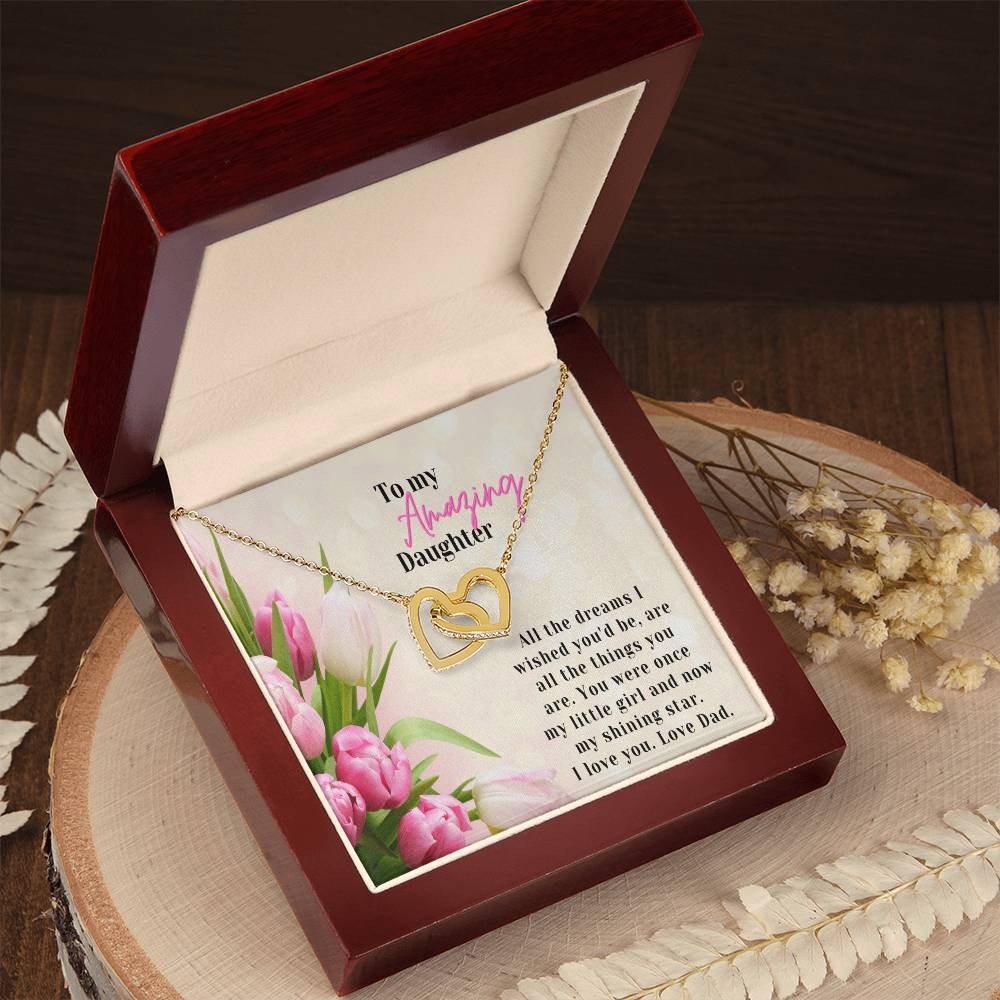 A Graduation Gift From Dad-Two Hearts Necklace-To My Amazing Daughter Interlocking Hearts Necklace