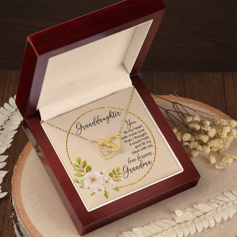 To Granddaughter From Grandmother You Fill My Days With Joy Heart Necklace Birthday Gift From Grandma Interlocking Hearts Necklace
