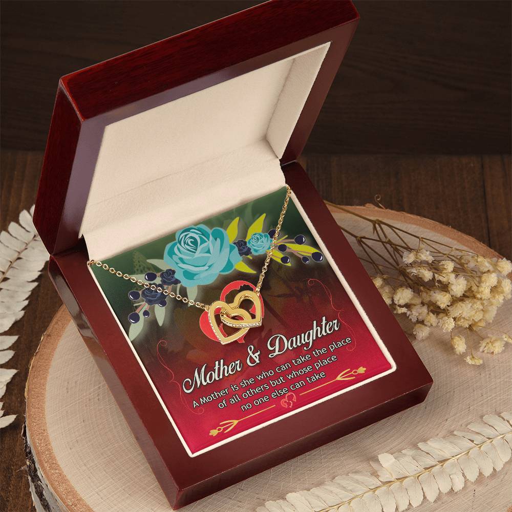 Mother'S Day Necklace With Message Card - A Mother Is She Who Can Take The Place Of All Others But Whose Place No One Else Can Take Interlocking Hearts Necklace