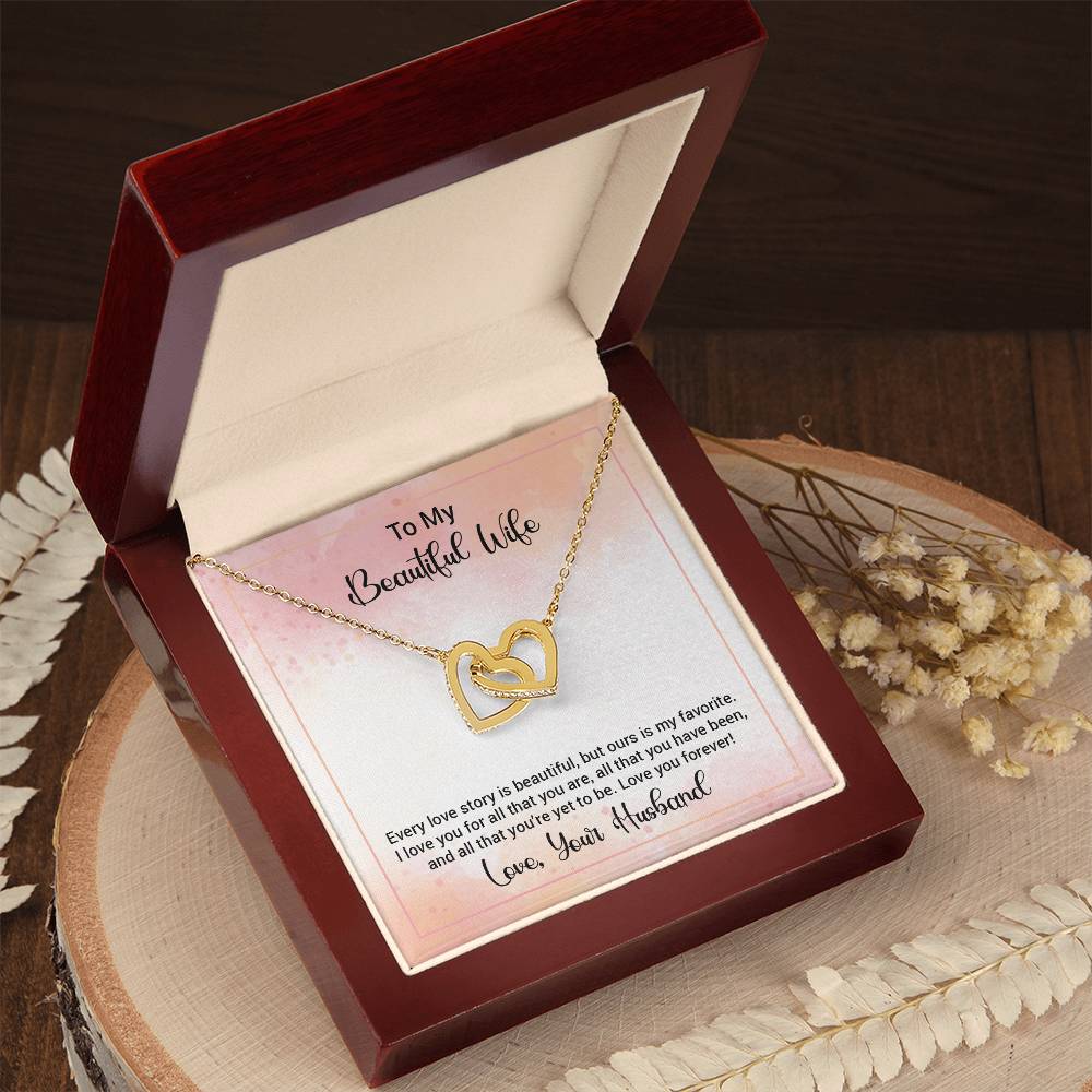 Interlocking Hearts Necklace To My Beautiful Wife Happy Anniversary