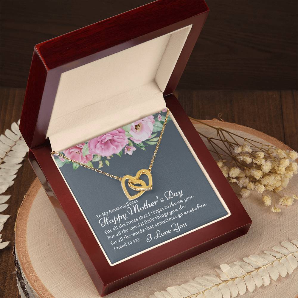 To My Amazing Sister Necklace Interlocking Hearts Necklace
