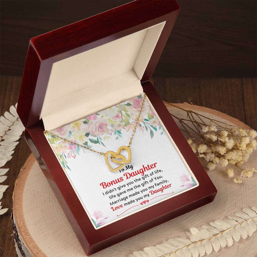 To My Bonus Daughter Interlocking Hearts Necklace