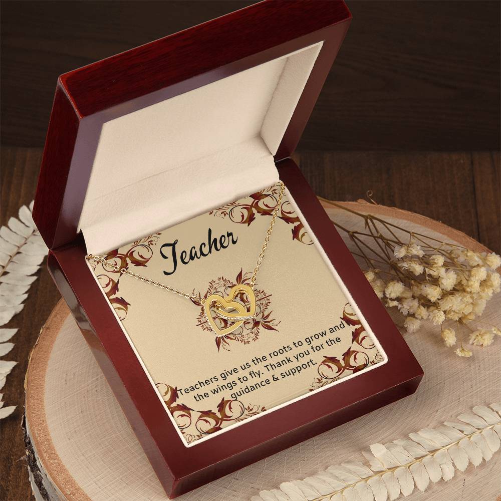 Teacher Gift Interlocking Hearts Necklace