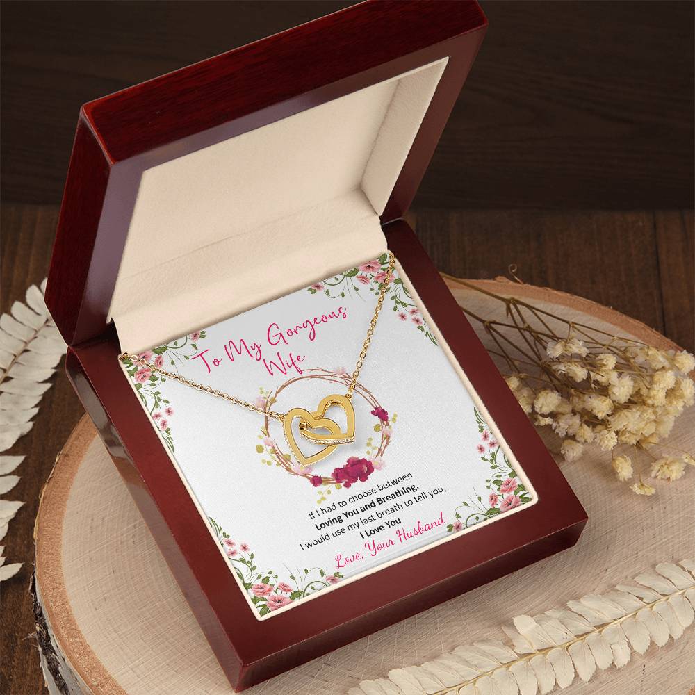Husband To Wife Last Breath Interlocking Hearts Necklace