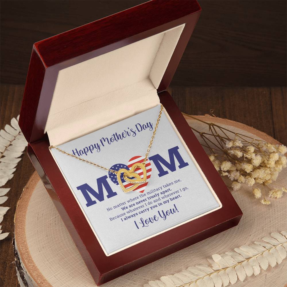 To My Mom - I Love You Message - Tmm03 Interlocking Hearts Necklace