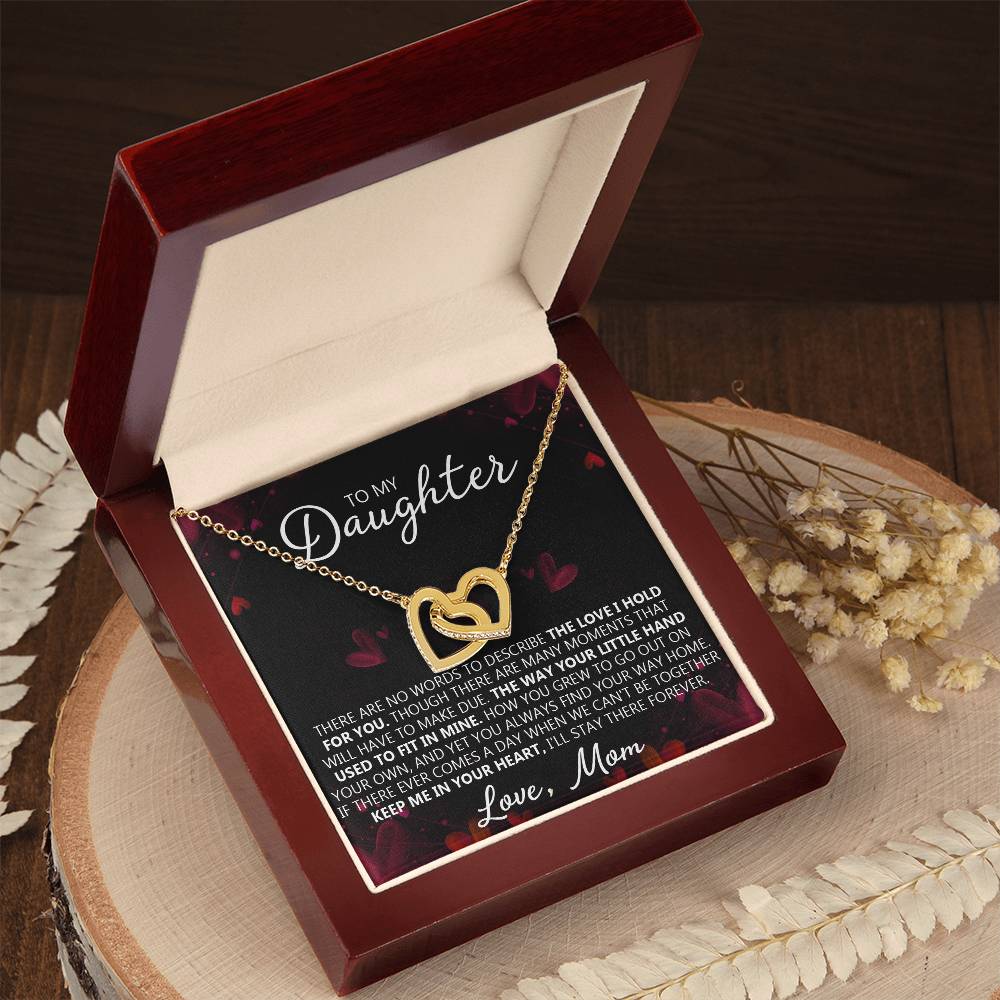 To My Daughter - You Are My Heart - Unique Heart Bonding Necklace Gift Set Interlocking Hearts Necklace