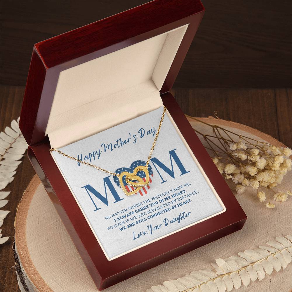 Military Daughter Carry You In My Heart Mother'S Day Necklace 🇺🇸 Interlocking Hearts Necklace