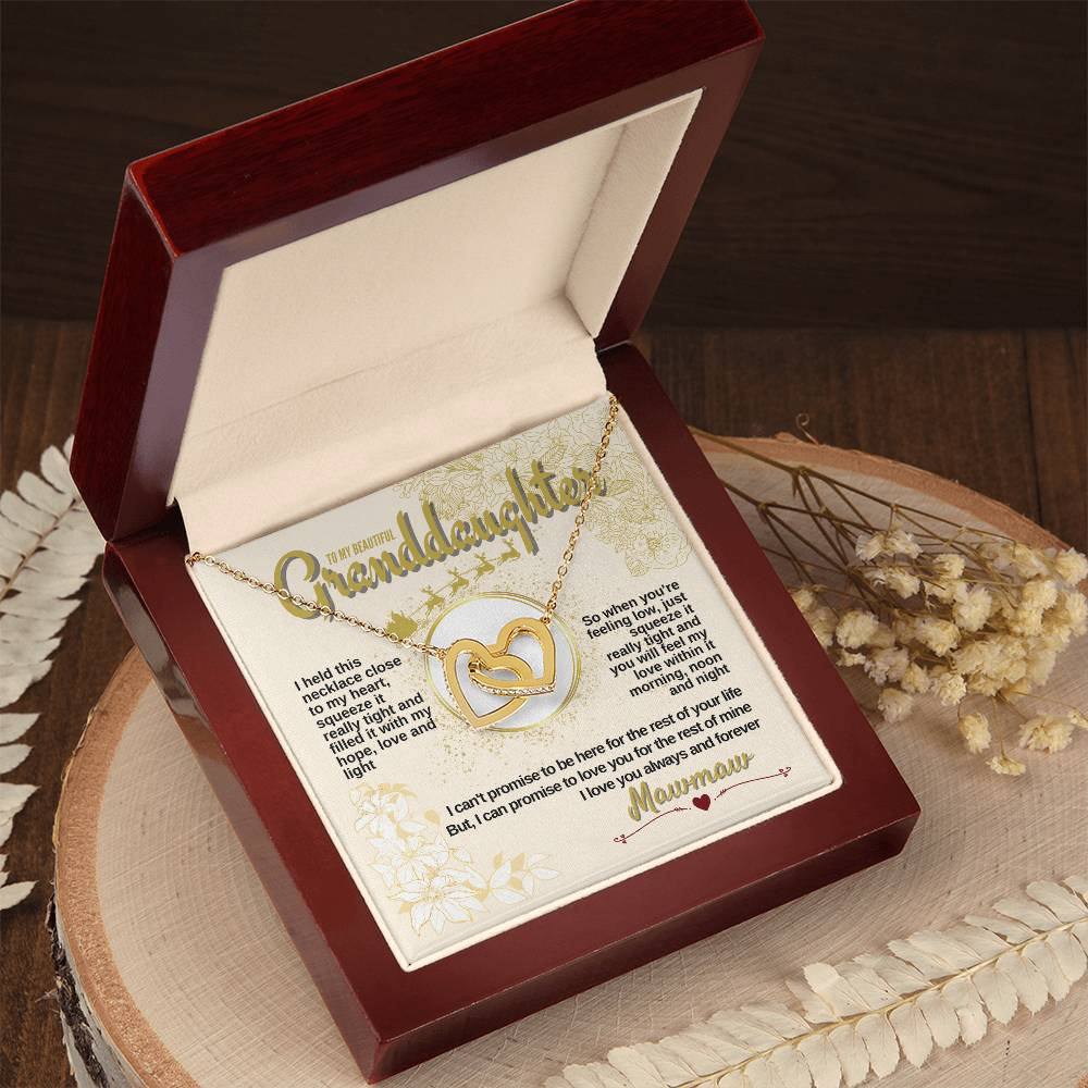To My Granddaughter - Mawmaw Loves You Always & Forever - Necklace Interlocking Hearts Necklace