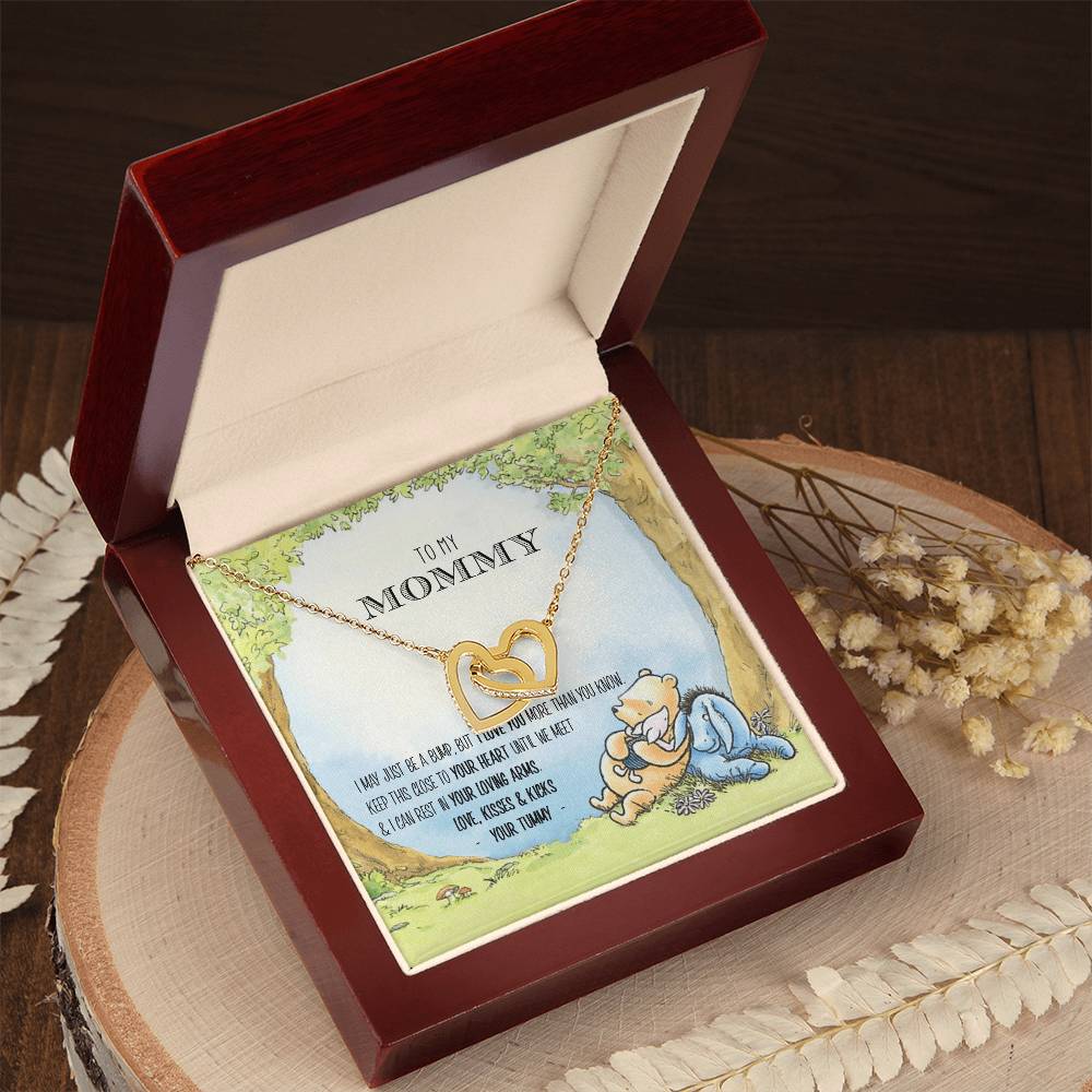 New Mommy Necklace New Mom Gift Mom To Be Winnie The Pooh Baby Shower Gift First Time Mom Pregnancy Gift New Mommy Gift Idea Interlocking Hearts Necklace