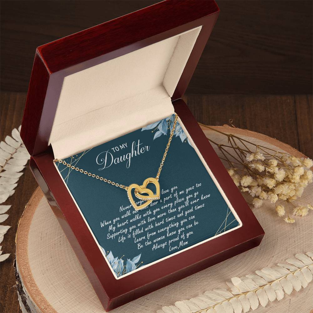 To My Daughter Interlocking Hearts Necklace Message Card
