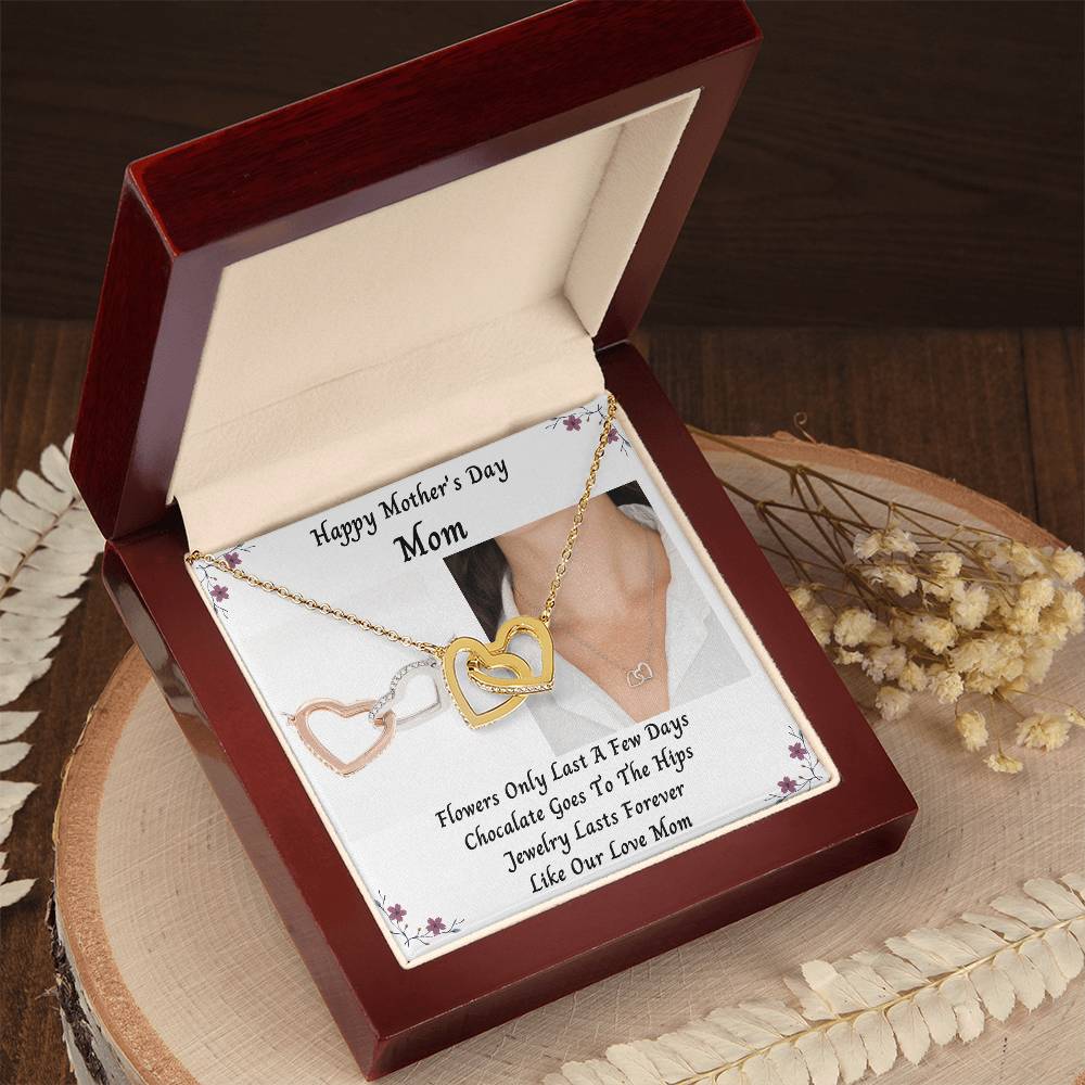 Happy Mothers Day Mom With Interlocked Hearts Necklace Interlocking Hearts Necklace