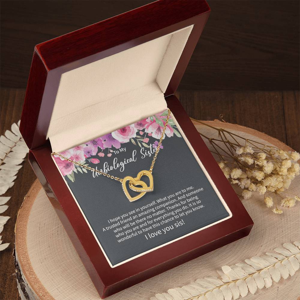 Unbiological Sister Gift Ideas Unbiological Sister Necklaces Unbiological Sister Gift From Step Brother 2021 Interlocking Hearts Necklace