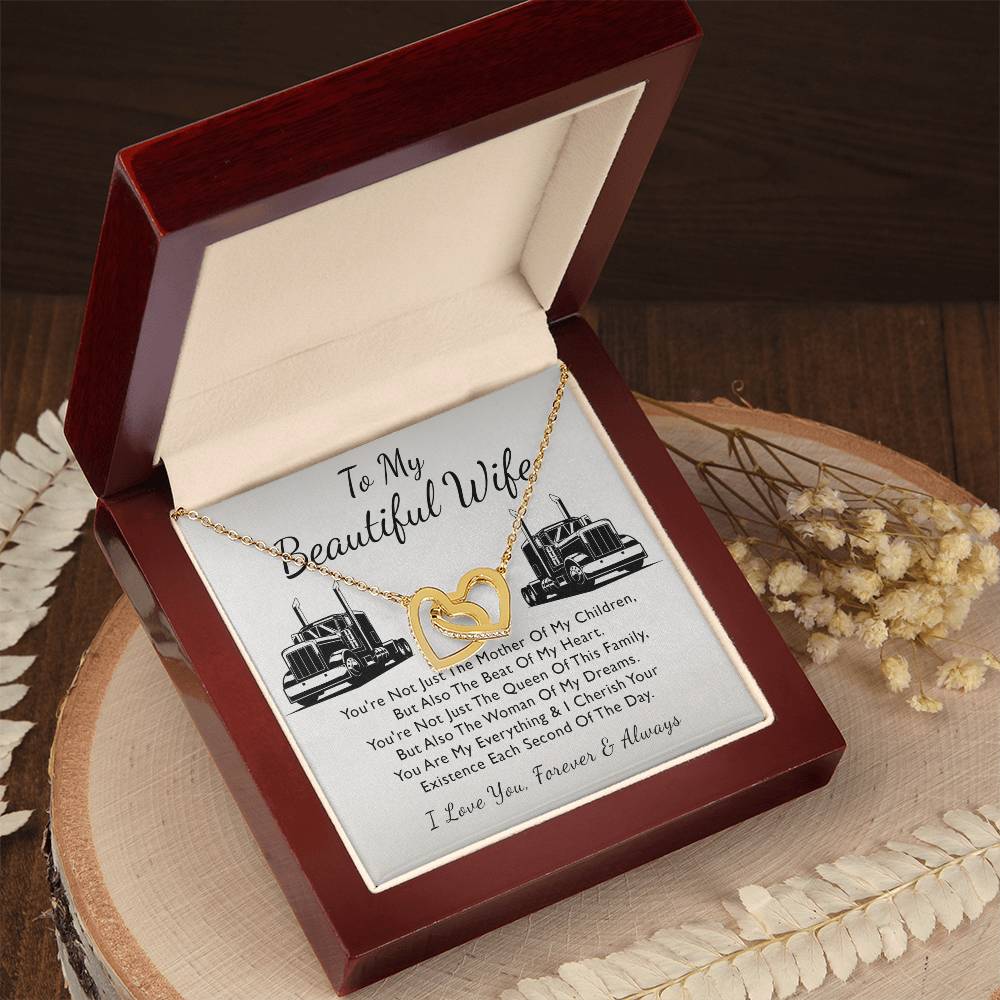 To My Beautiful Wife - Forever Heart Interlocking Hearts Necklace