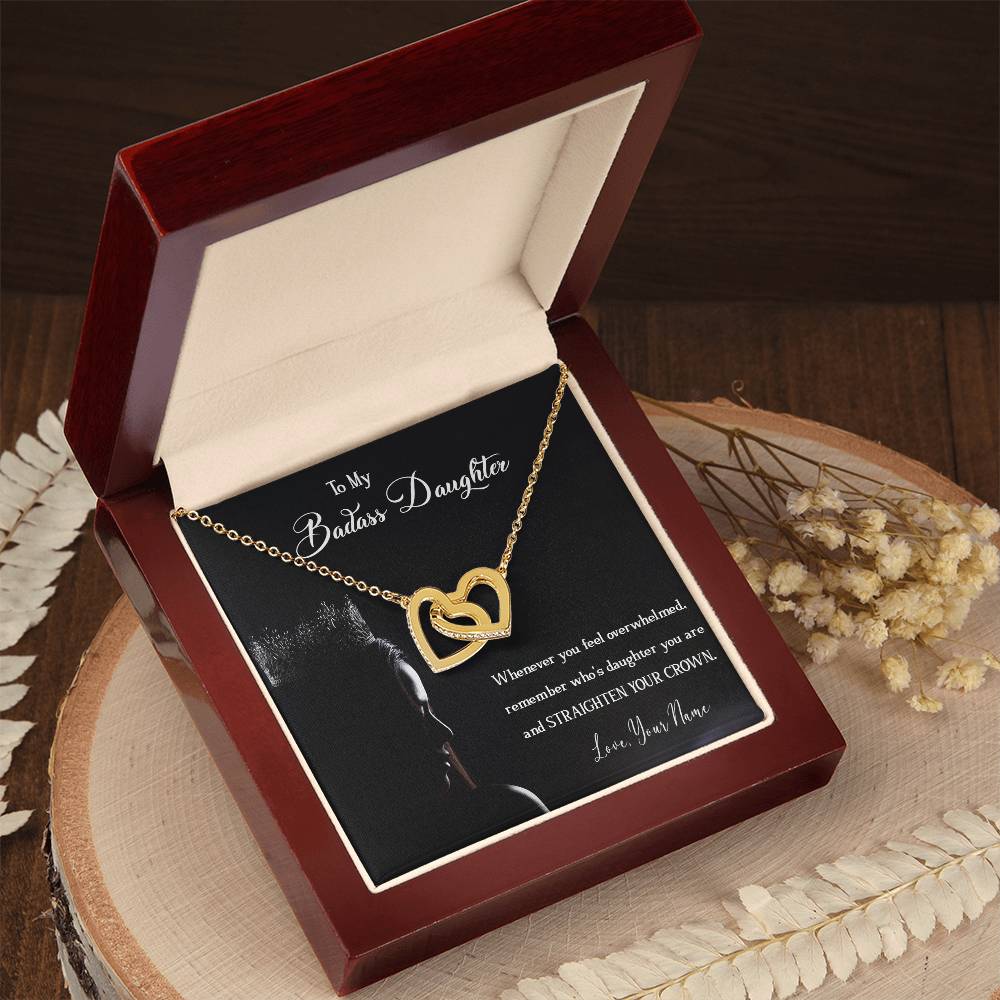 To My Badass Daughter Badass Daughter Necklace Gift For Daughter Necklace To My Badass Daughter Daughter Birthday Interlocking Hearts Necklace