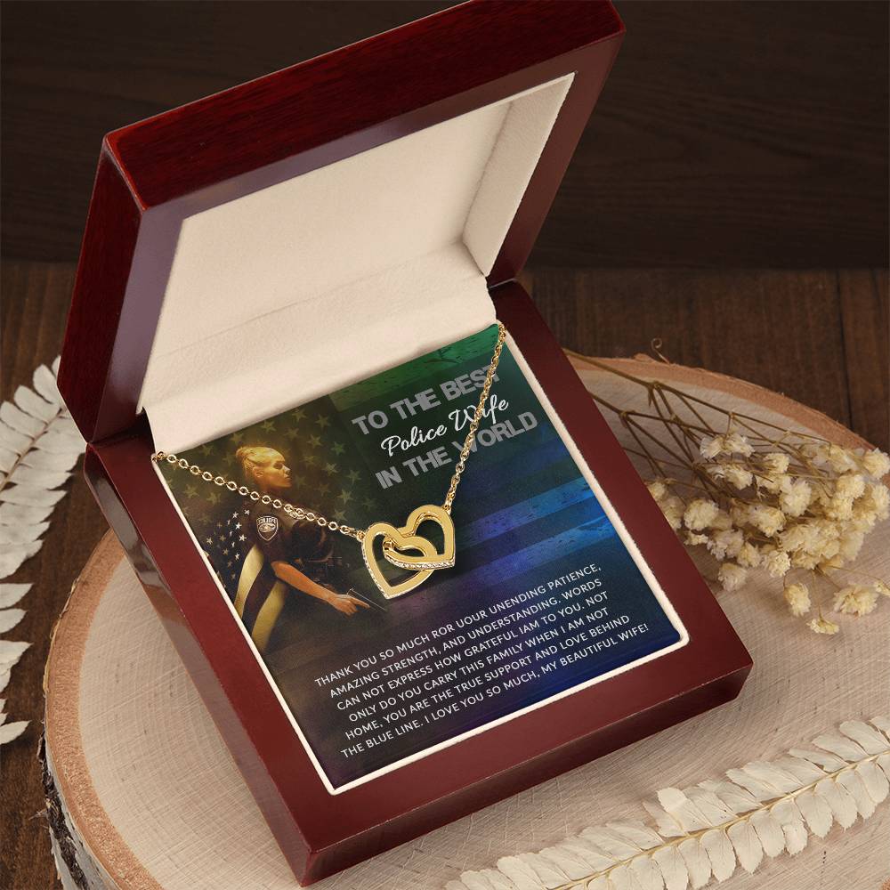 To Best Police Wife Interlocking Hearts Necklace