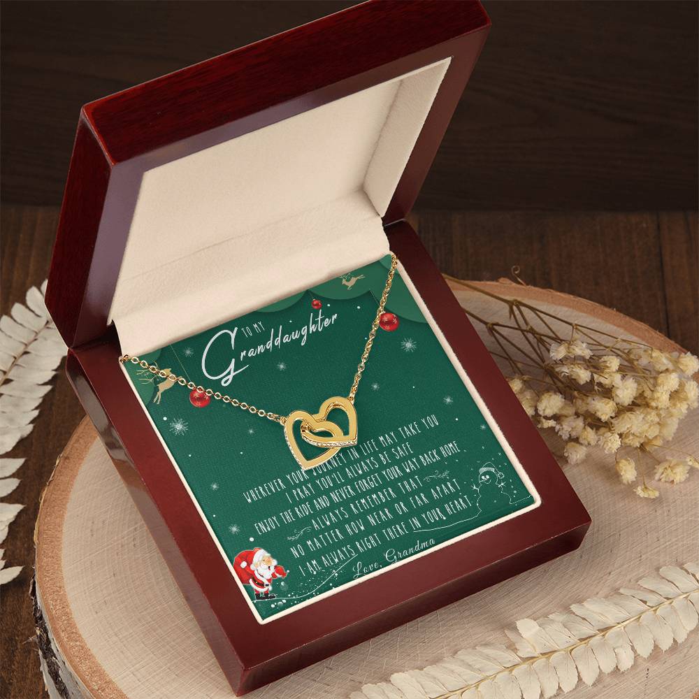 To My Granddaughter Interlocking Hearts Necklace Message Card