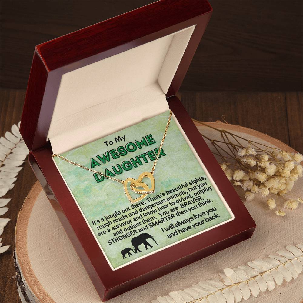 Awesome Daughter Linked Hearts Necklace Gift From Mom Or Dad Interlocking Hearts Necklace
