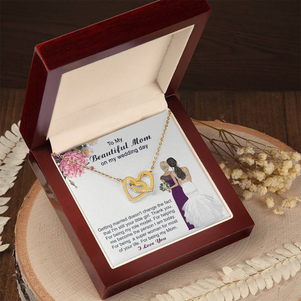Mom Wedding Gift From Bride Mother - Necklace Interlocking Hearts Necklace