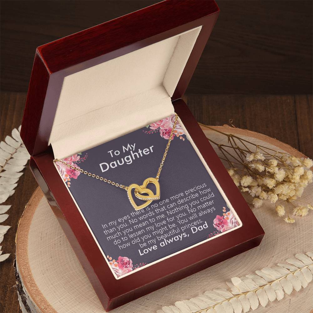To My Daughter - Always Be My Princess Necklace - [Limited Time Offer] Interlocking Hearts Necklace