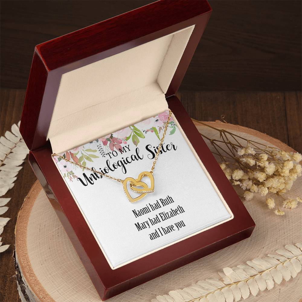 Unbiological Sister Interlocking Hearts Necklace