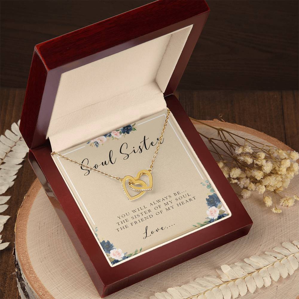 Soul Sister Necklace With Card Best Friend Gift Personalized Gift For Best Friend Birthday Interlocking Hearts Necklace