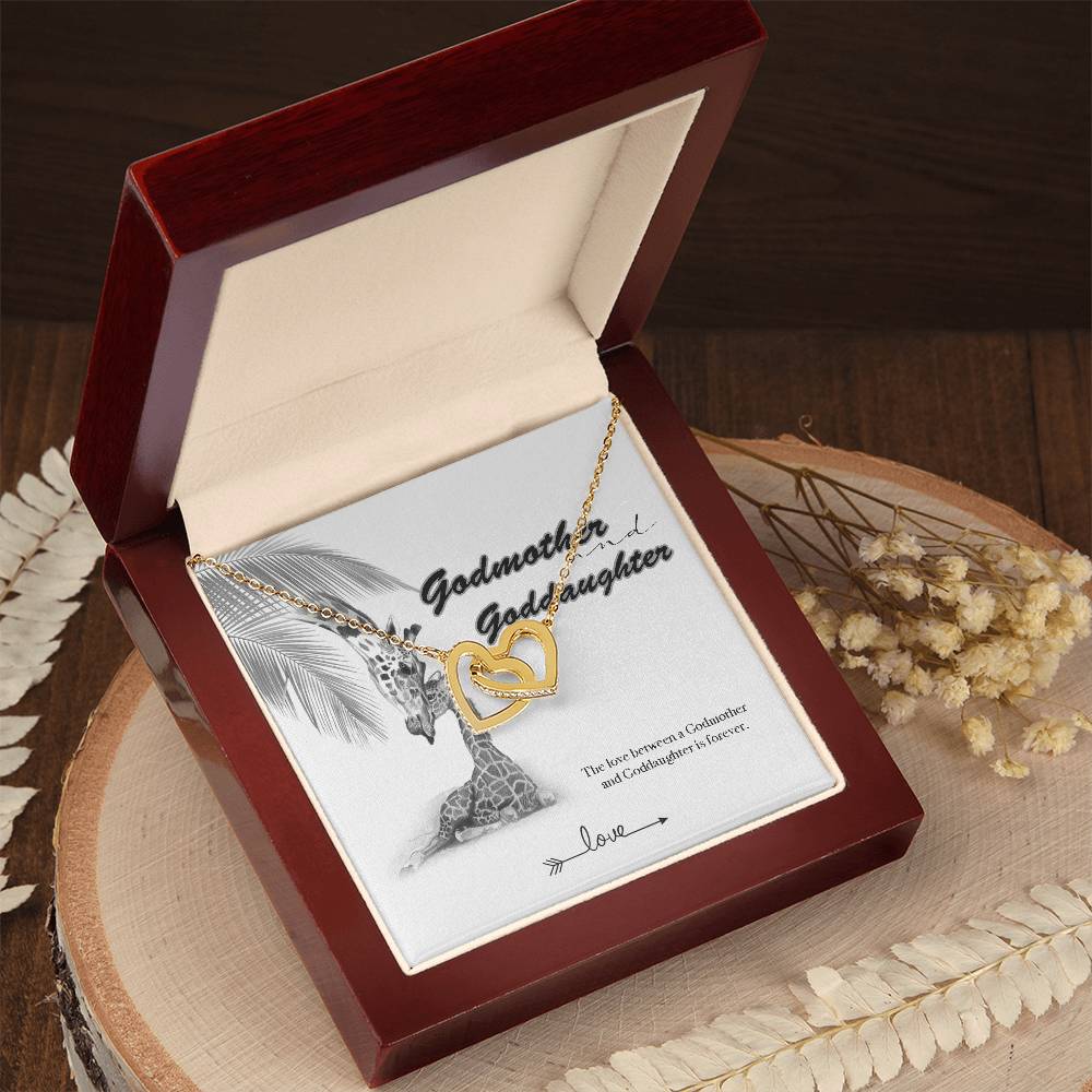Godmother Goddaughter Gift Necklace Emotional Message Card Cute Giraffe Interlocking Hearts Necklace