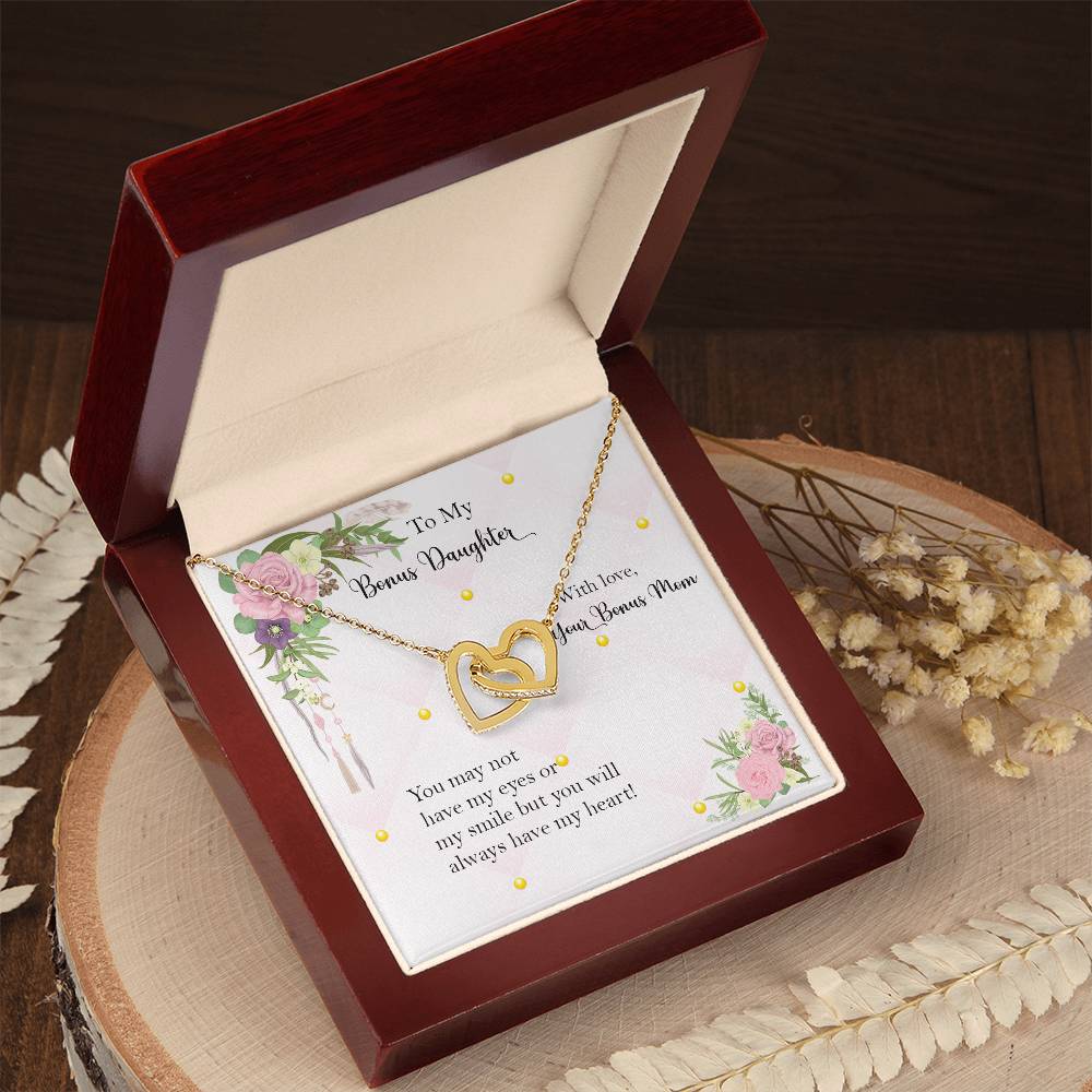 Bonus Daughter From Bonus Mom No Dna But You Have My Heart Interlocking Hearts Necklace