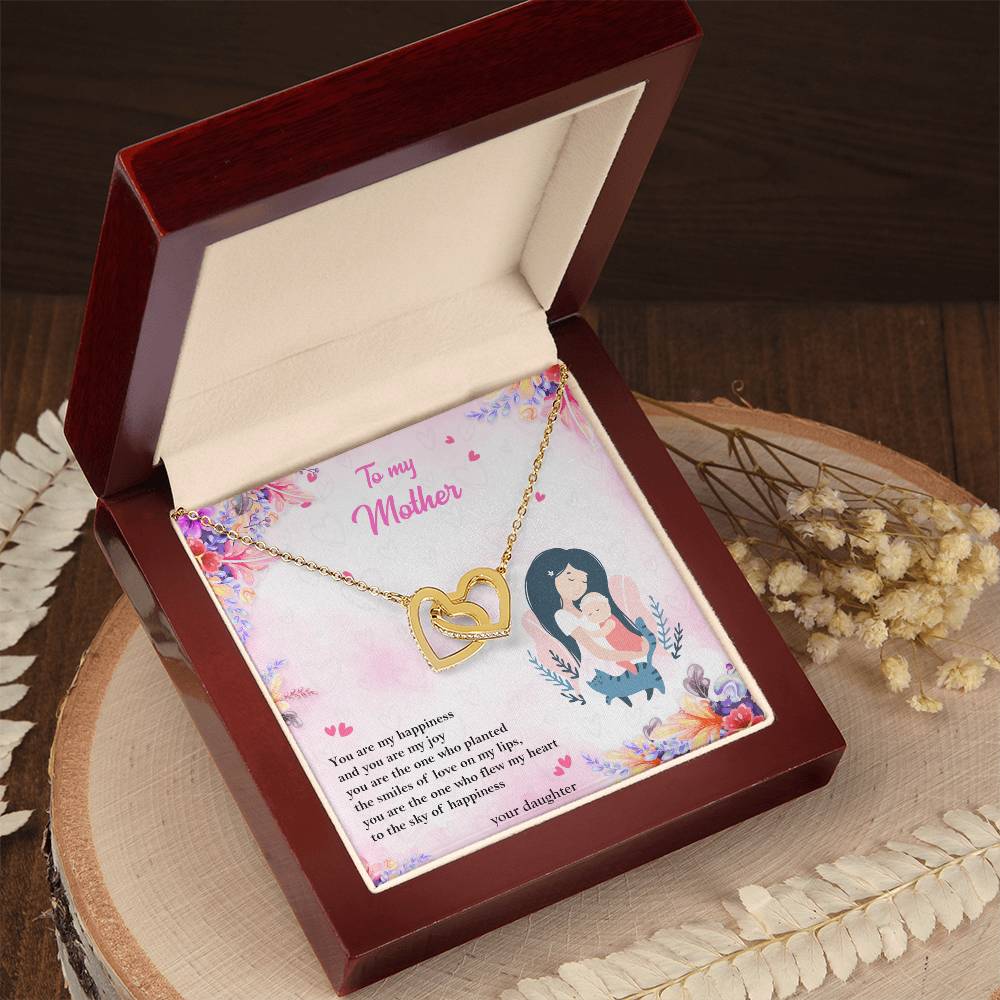 To My Mother - Two Hearts Interlocking Hearts Necklace