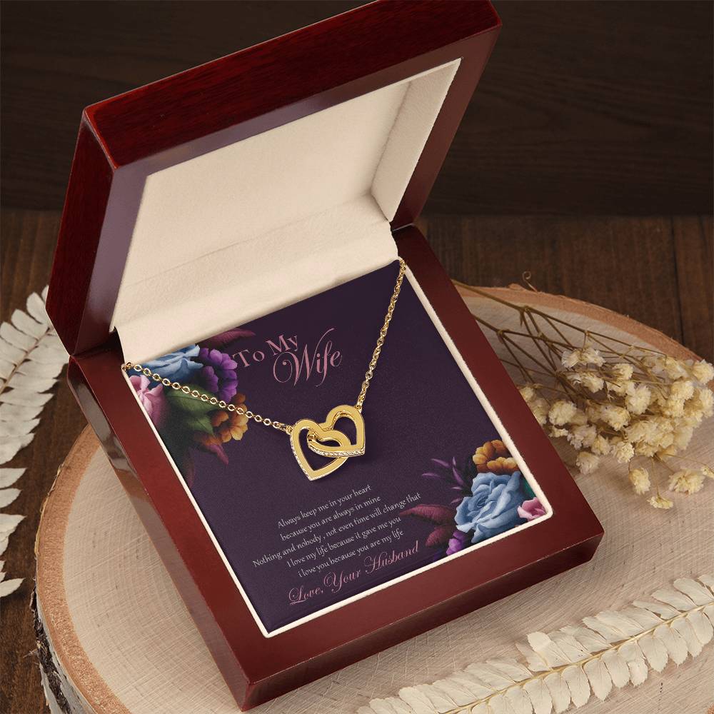 To My Wife Necklace Gift Set Interlocking Hearts Necklace