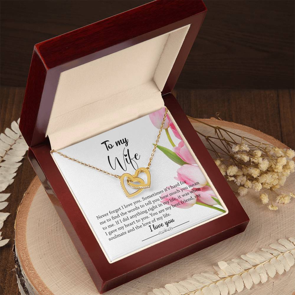 Interlocking Hearts - Pink Tulips Interlocking Hearts Necklace