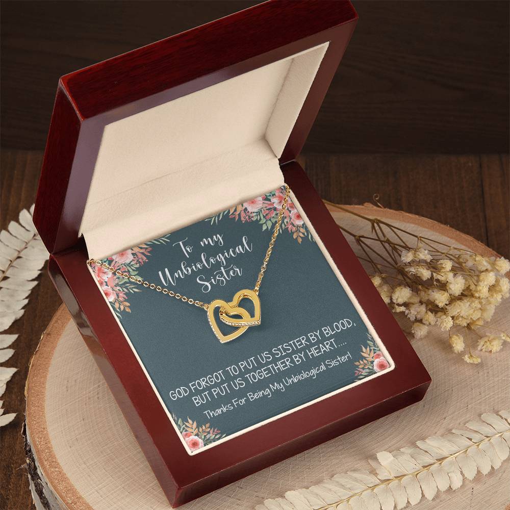 Unbiological Sister Interlocking Hearts Necklace Gift Best Friend Necklace Soul Sister Bridesmaid Gift Bff Gift