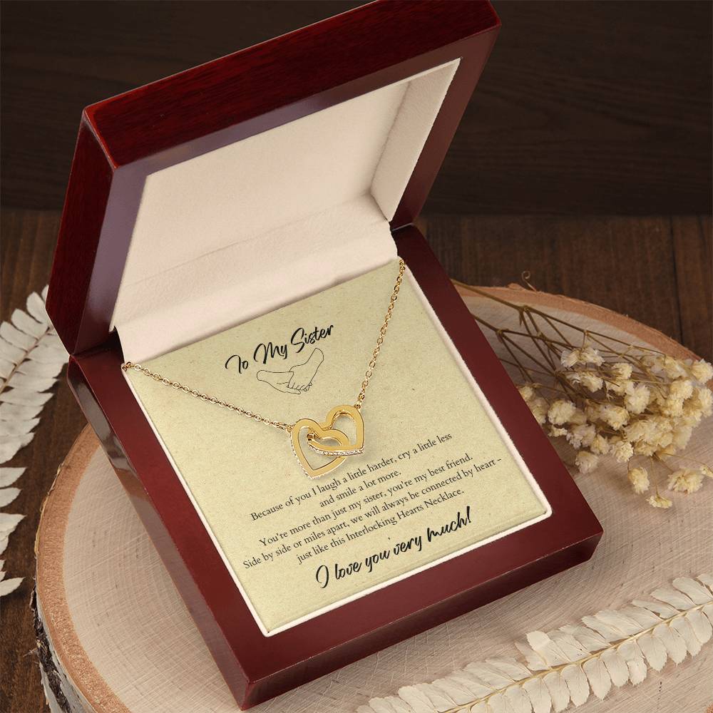 To My Sister Interlocking Hearts Necklace