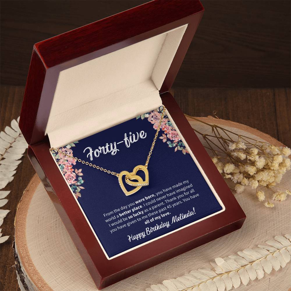 Forty-Five Birthday All Of My Love Interlocked Hearts Necklace Interlocking Hearts Necklace