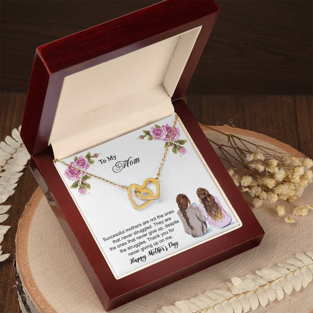 Thank You For Never Giving Up On Me Mother - Necklace Interlocking Hearts Necklace