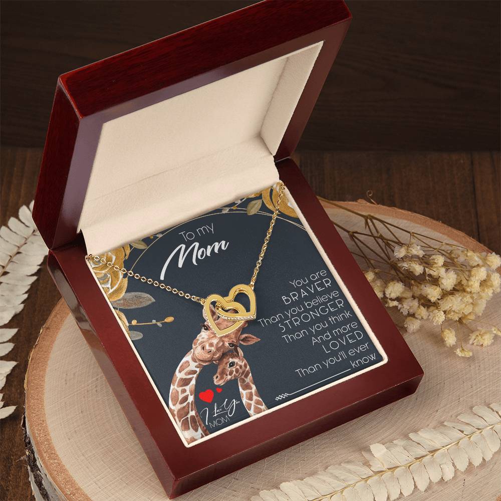 To My Mom Interlocking Hearts Necklace Message Card