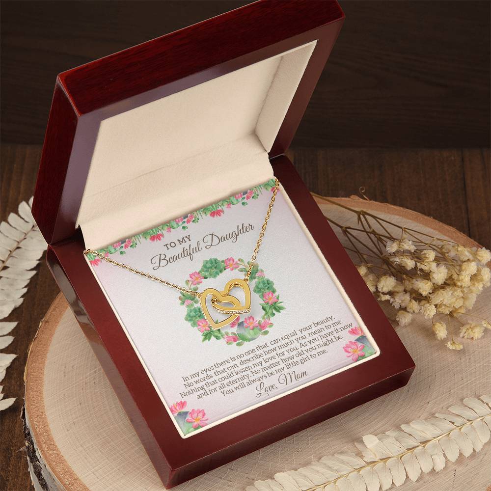 To My Beautiful Daughter - My Little Girl To Me Interlocking Hearts Necklace