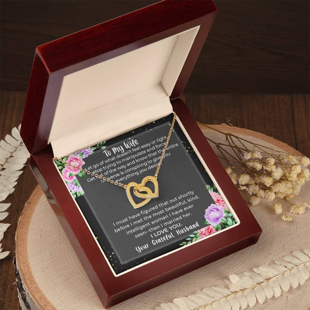 Gift For Wife- Anniversary Gift For Wife Birthday Gift For My Wife Candle Night Dinner Present To My Wife Christmas Gift To My Wife Wife. Interlocking Hearts Necklace