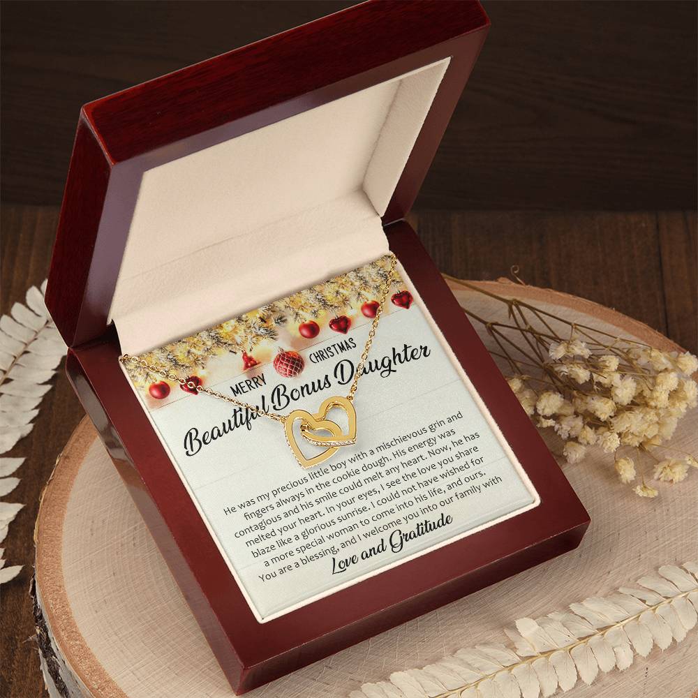 I Welcome You Into Our Fammily Interlocking Hearts Necklace