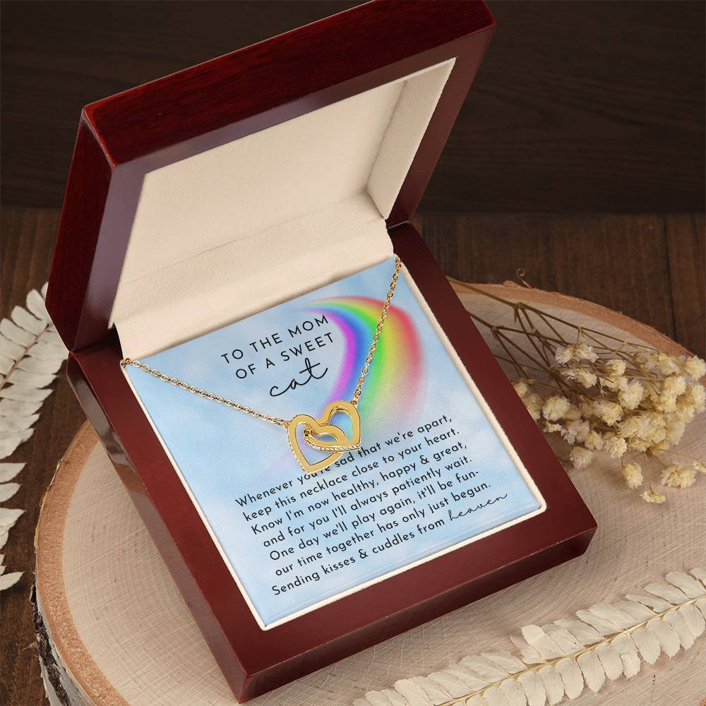 Cat Memorial Interlocking Hearts Necklace Day Rainbow Remembrance